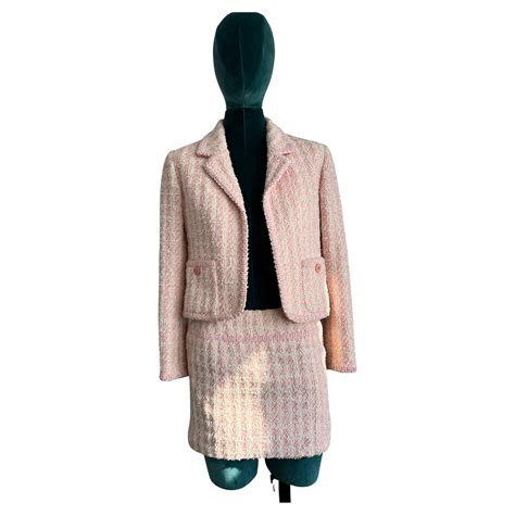 baby pink chanel|Chanel pink tweed suit.